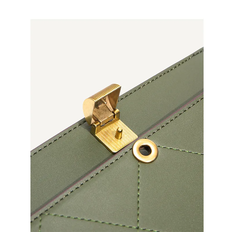 Petite Double Chain Green Pillow Leather Handbag
