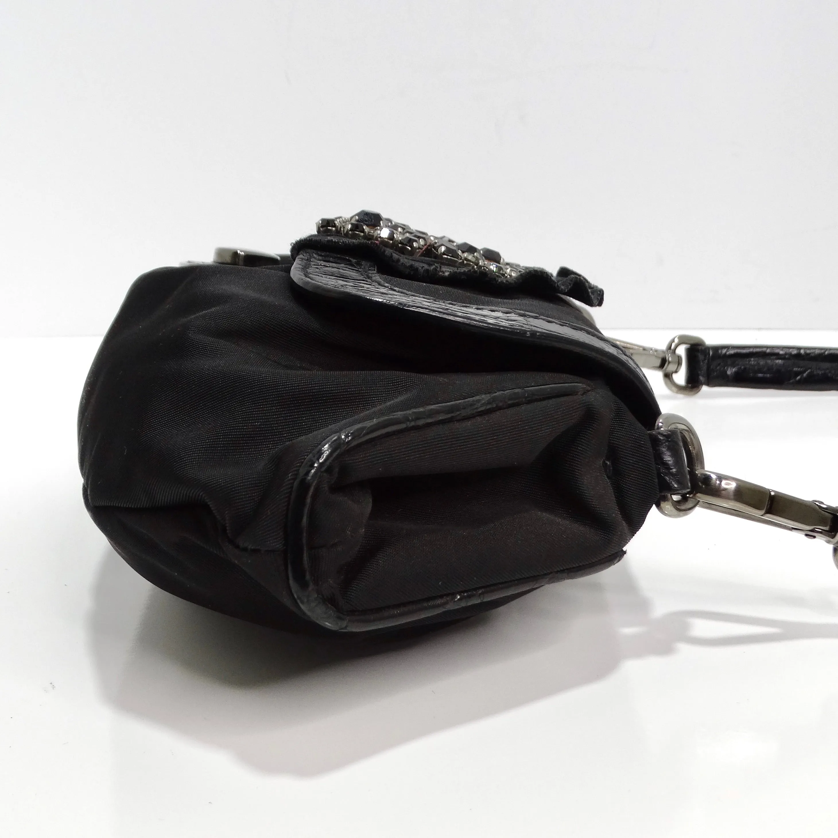 Prada Black Embellished Skipper Shoulder Bag