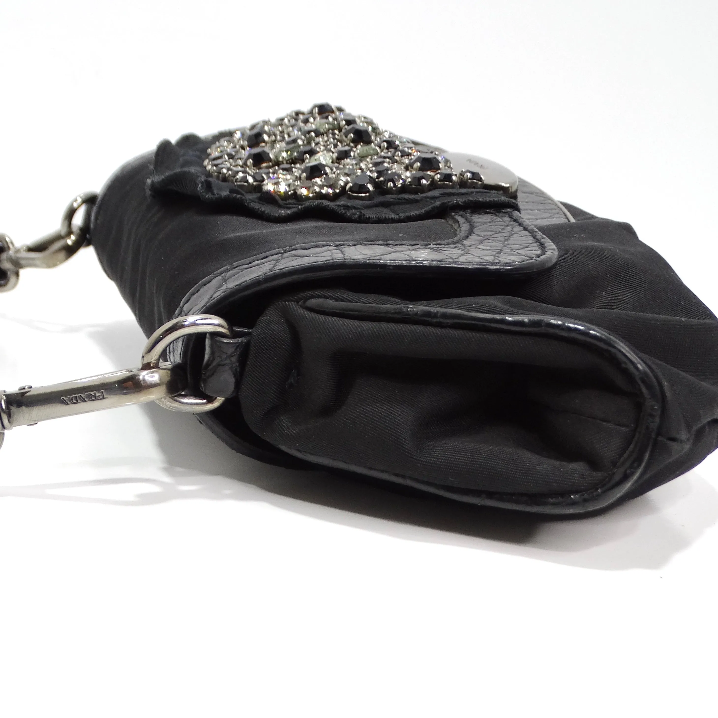 Prada Black Embellished Skipper Shoulder Bag
