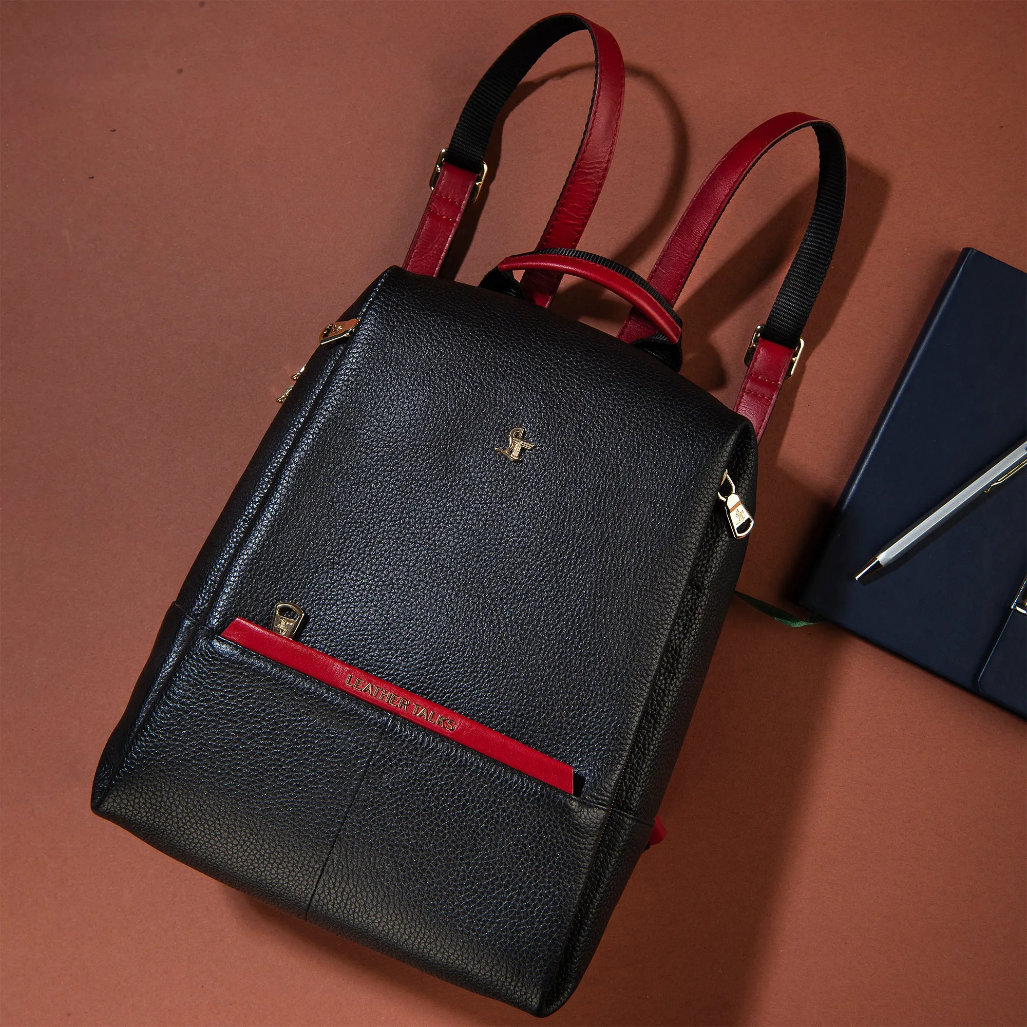 Premium Ladies Backpack | Genuine Leather Backpack for Women | Travel Backpack | Colour - Black