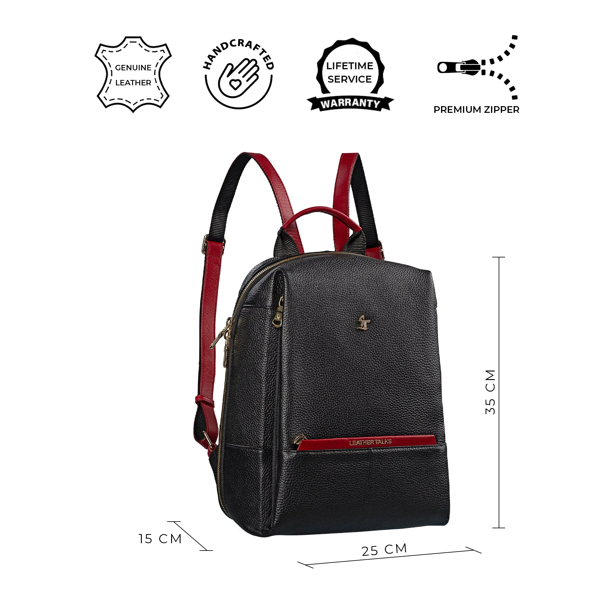 Premium Ladies Backpack | Genuine Leather Backpack for Women | Travel Backpack | Colour - Black