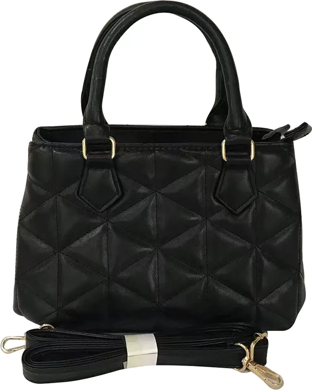 Quilted-Style Black Handbag