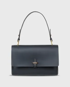Rectangle Accordion Bag in Navy Leather