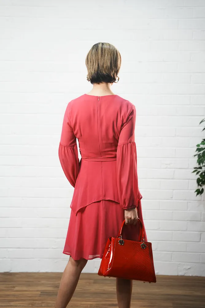 Red embossed faux leather patent handbag | CHERRY BAG