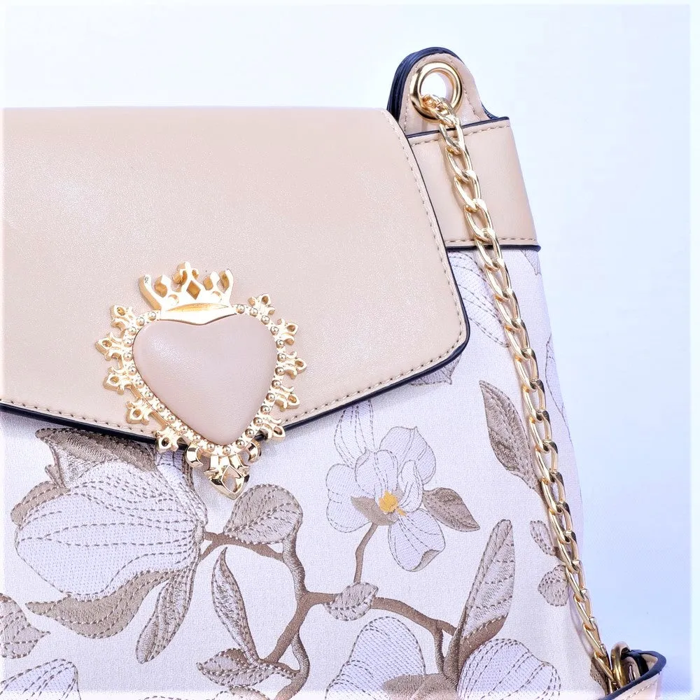 Skin Heart Decor Flap Over Mini Crossbody Bag 8816-3