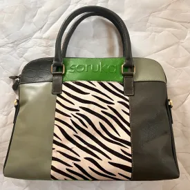 Soruka - Emilia Briefcase, Greens & Zebra