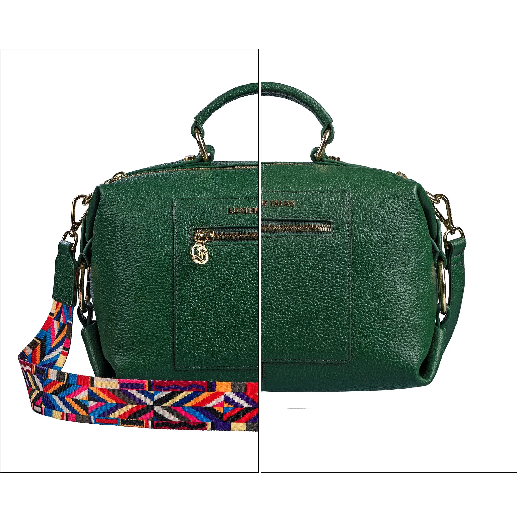 Stacy Leather Handbag For Women | Sling Purse for Women | 100% Genuine Leather Crossbody Bag | Ideal For Office, Meeting, Travel, Party | Color: Deep Green