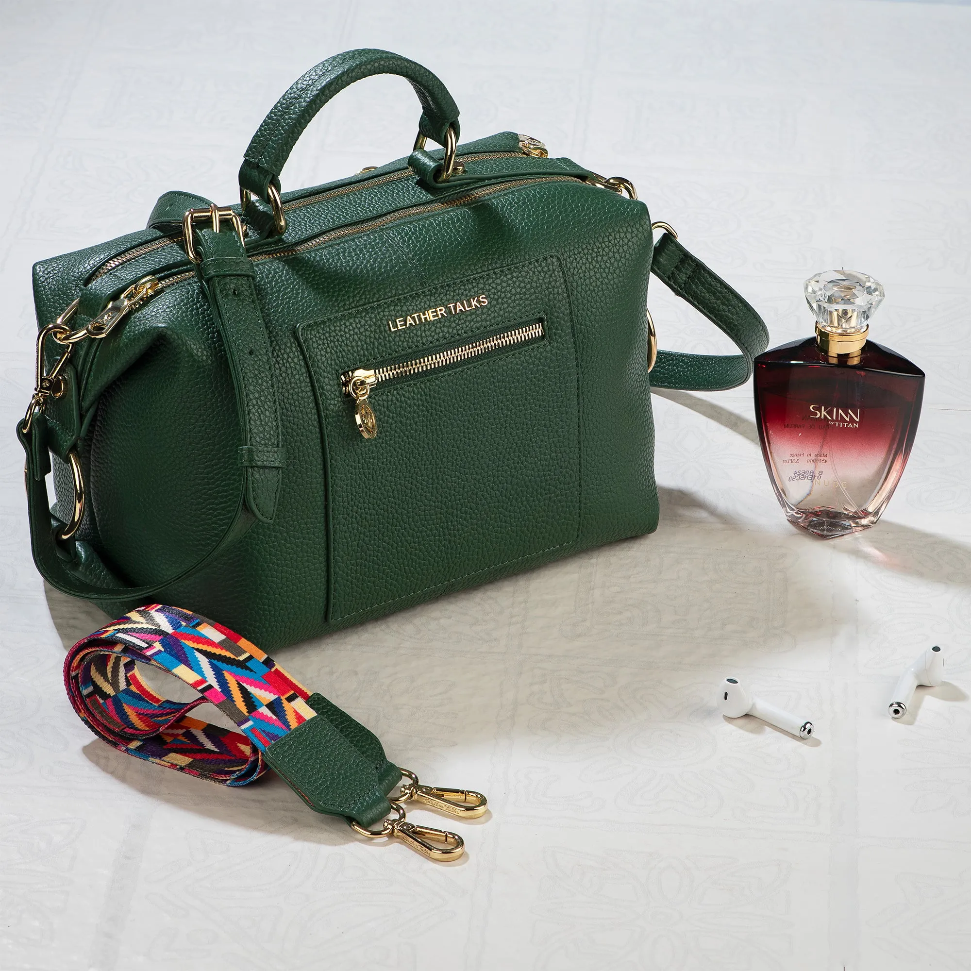 Stacy Leather Handbag For Women | Sling Purse for Women | 100% Genuine Leather Crossbody Bag | Ideal For Office, Meeting, Travel, Party | Color: Deep Green