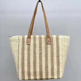 STRIPED STRAW TOTE
