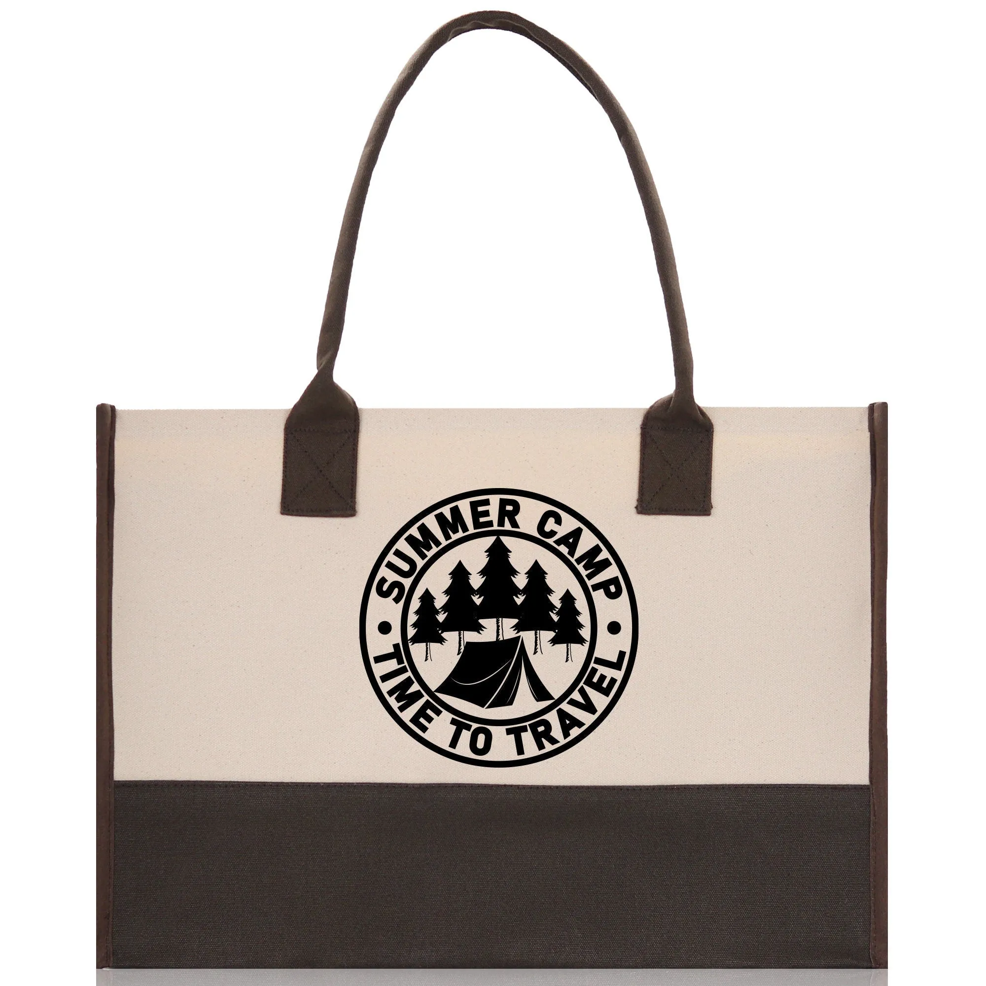 Summer Camp Time To Travel Cotton Canvas Chic Tote Bag Camping Tote Camping Lover Gift Tote Bag Outdoor Tote Weekender Tote Camper Tote