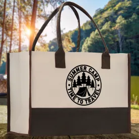 Summer Camp Time To Travel Cotton Canvas Chic Tote Bag Camping Tote Camping Lover Gift Tote Bag Outdoor Tote Weekender Tote Camper Tote