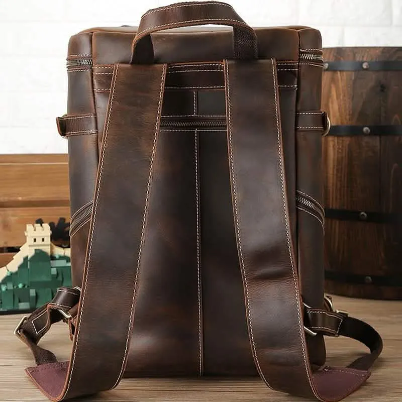 The Adventurer's Leather Heritage Backpack | Handcrafted Rugged Travel Companion