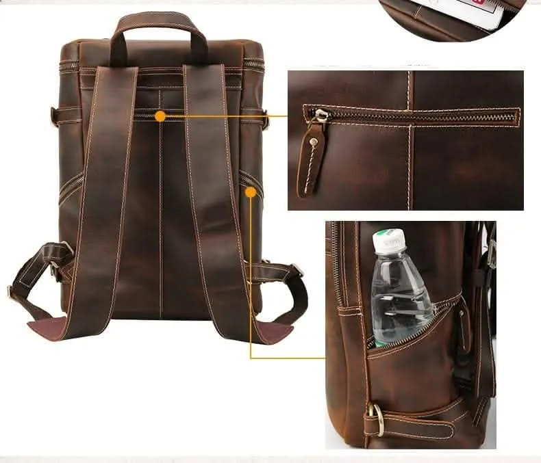 The Adventurer's Leather Heritage Backpack | Handcrafted Rugged Travel Companion
