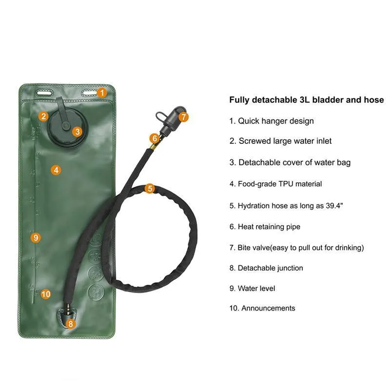 Vbiger Cycling Hydration BackPack 3L Water Bladder Bag