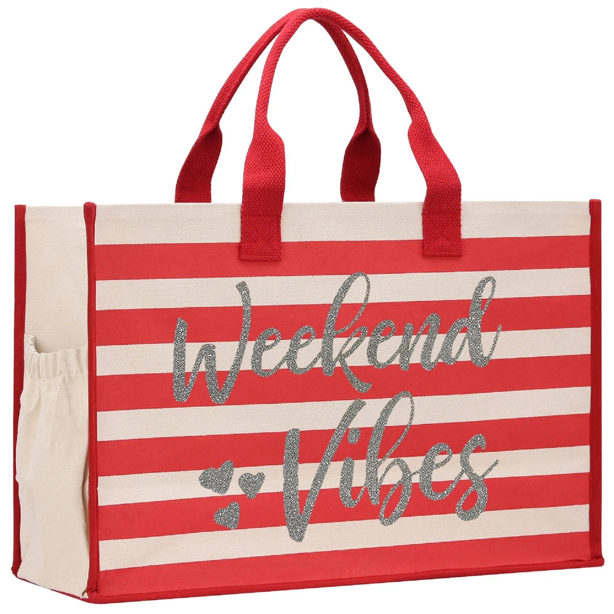 Weekend Vibes Cabana Tote Bag XL - Oversized Chic Tote Bag with Zipper and Inner Pocket - Beach Bag for Women - Weekender Beach Tote