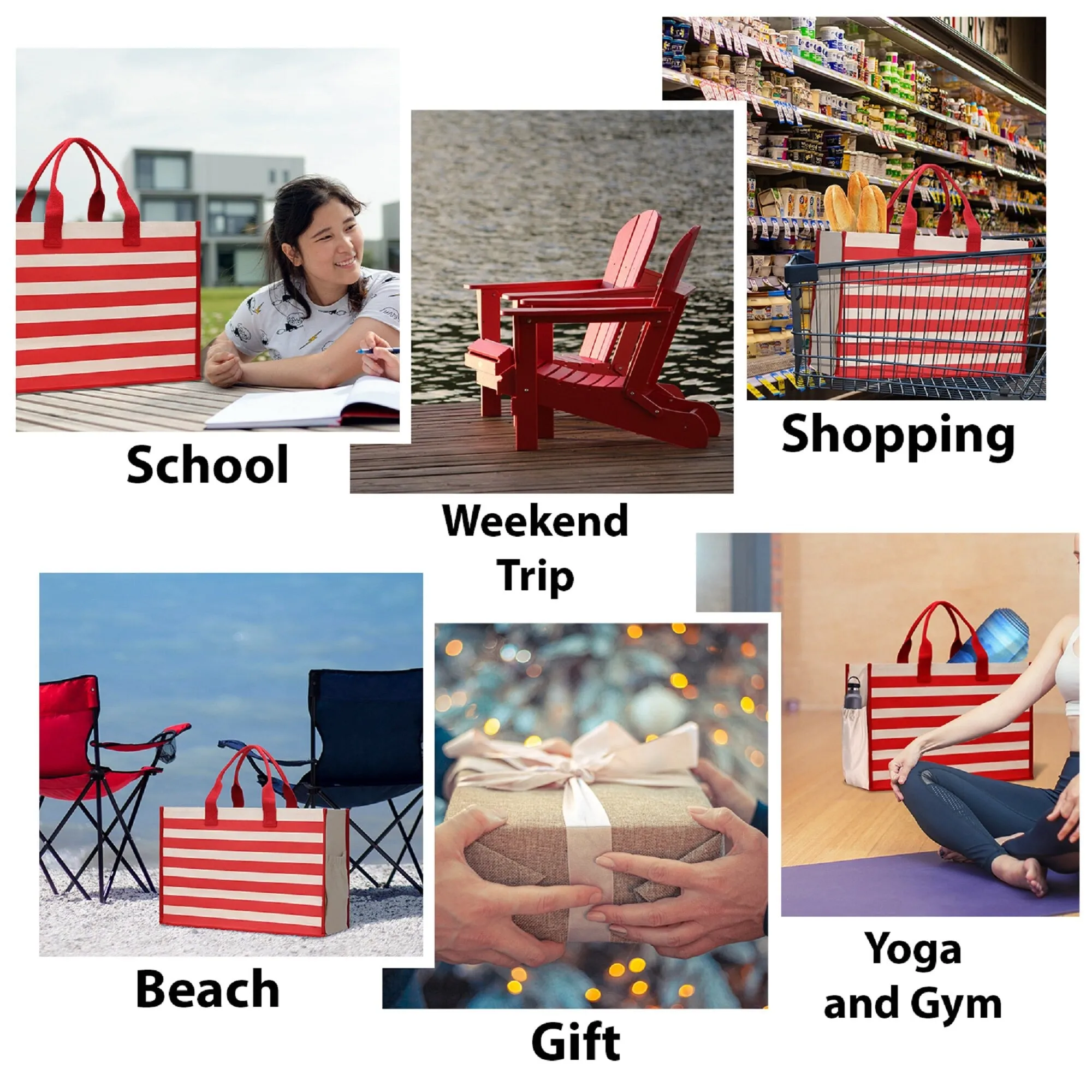 Weekend Vibes Cabana Tote Bag XL - Oversized Chic Tote Bag with Zipper and Inner Pocket - Beach Bag for Women - Weekender Beach Tote