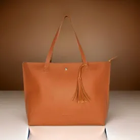 Women's Medium Tote Bag | Vegan Leather Ladies Handbag Tan