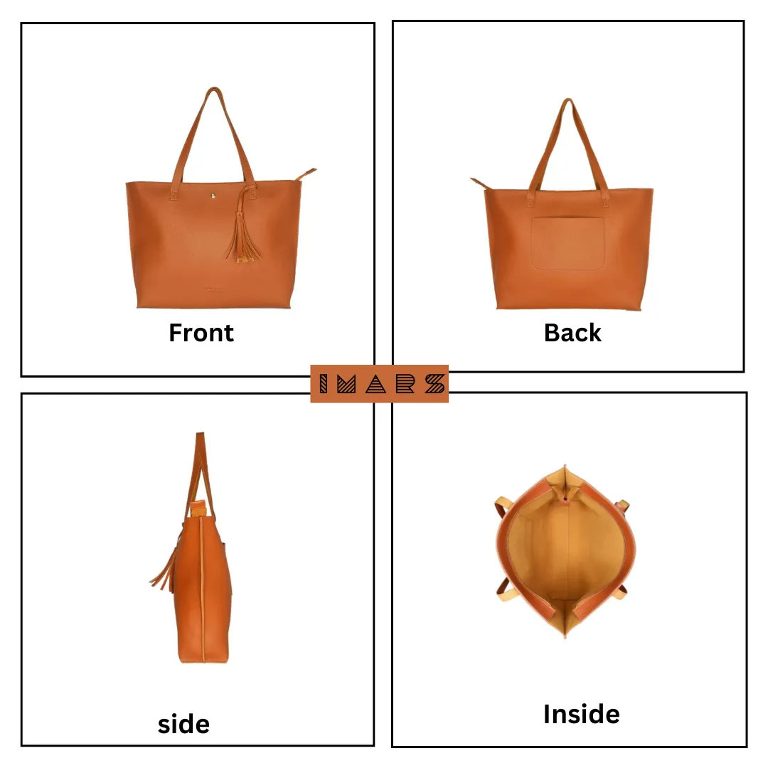 Women's Medium Tote Bag | Vegan Leather Ladies Handbag Tan