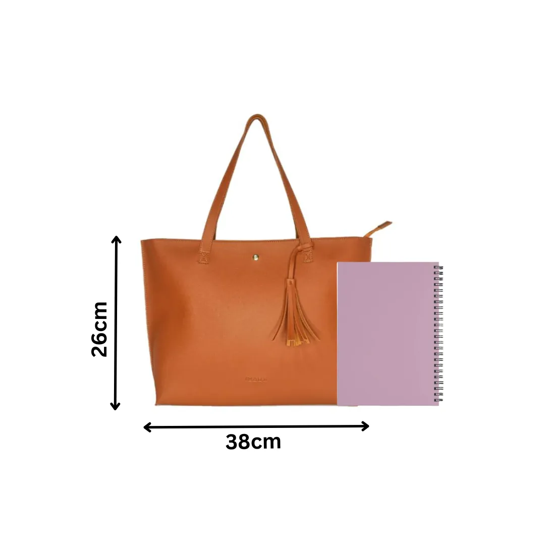 Women's Medium Tote Bag | Vegan Leather Ladies Handbag Tan