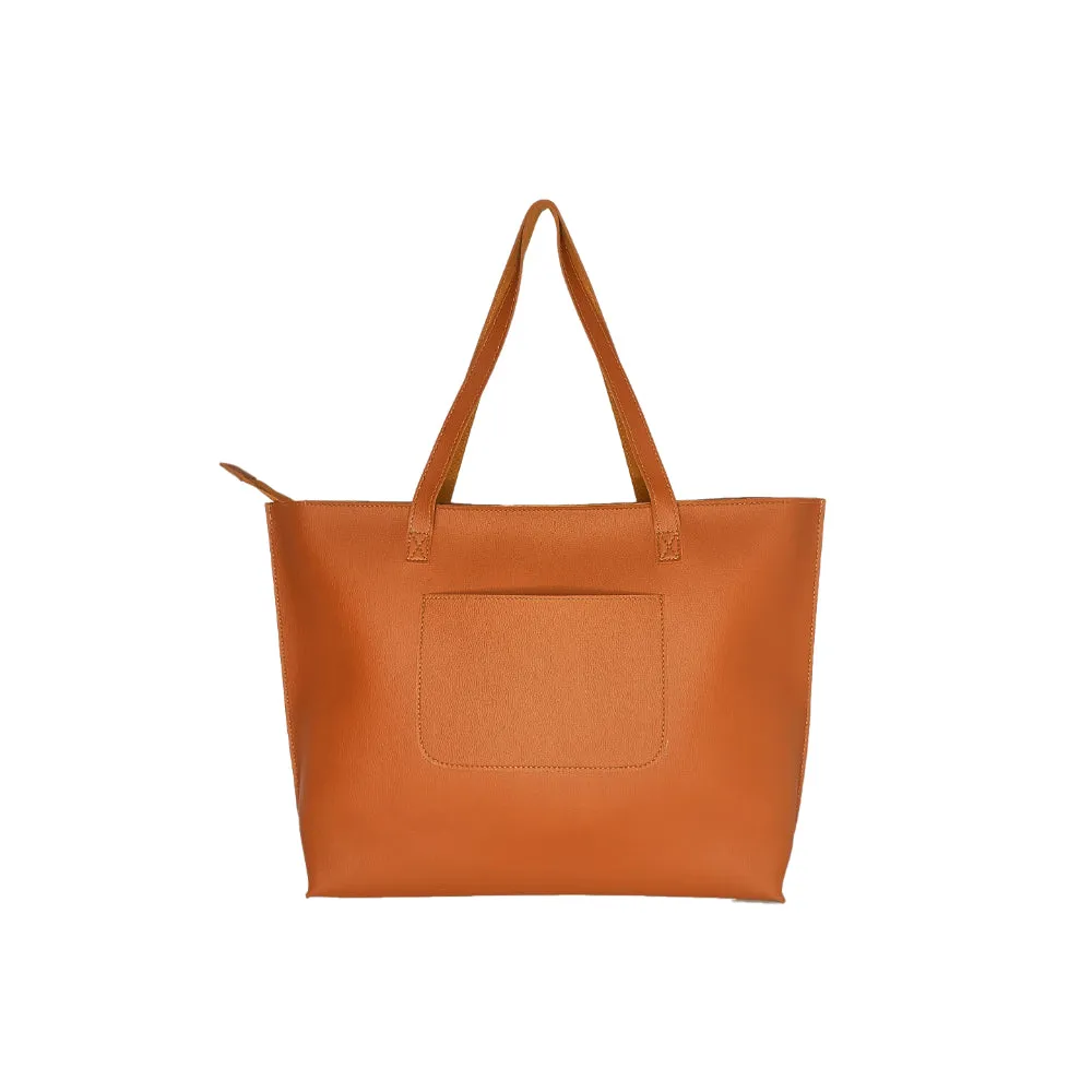 Women's Medium Tote Bag | Vegan Leather Ladies Handbag Tan