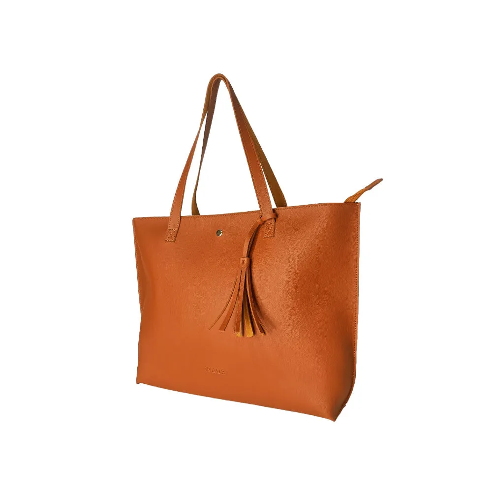 Women's Medium Tote Bag | Vegan Leather Ladies Handbag Tan