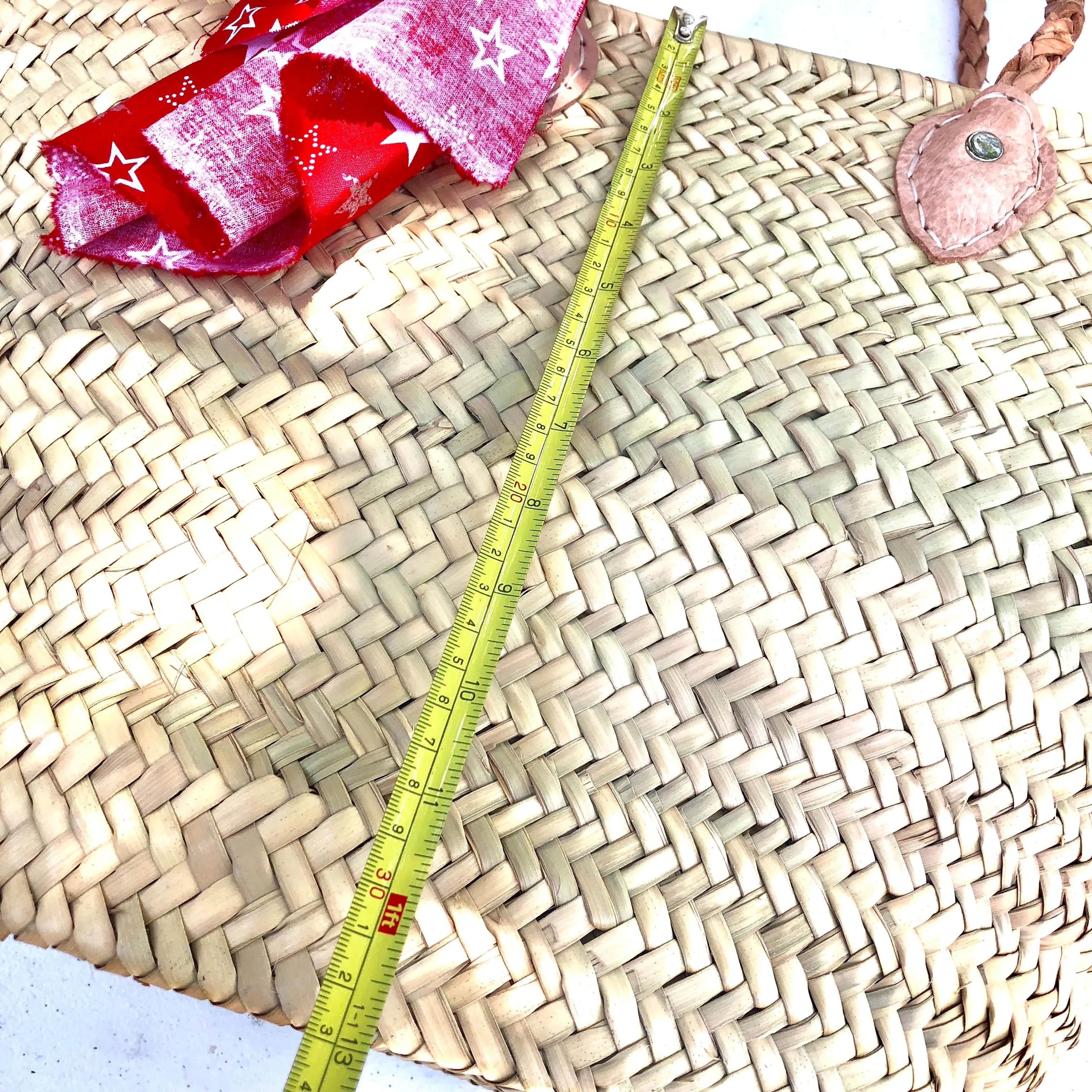Woven Tote Bag with Braided Leather Handles