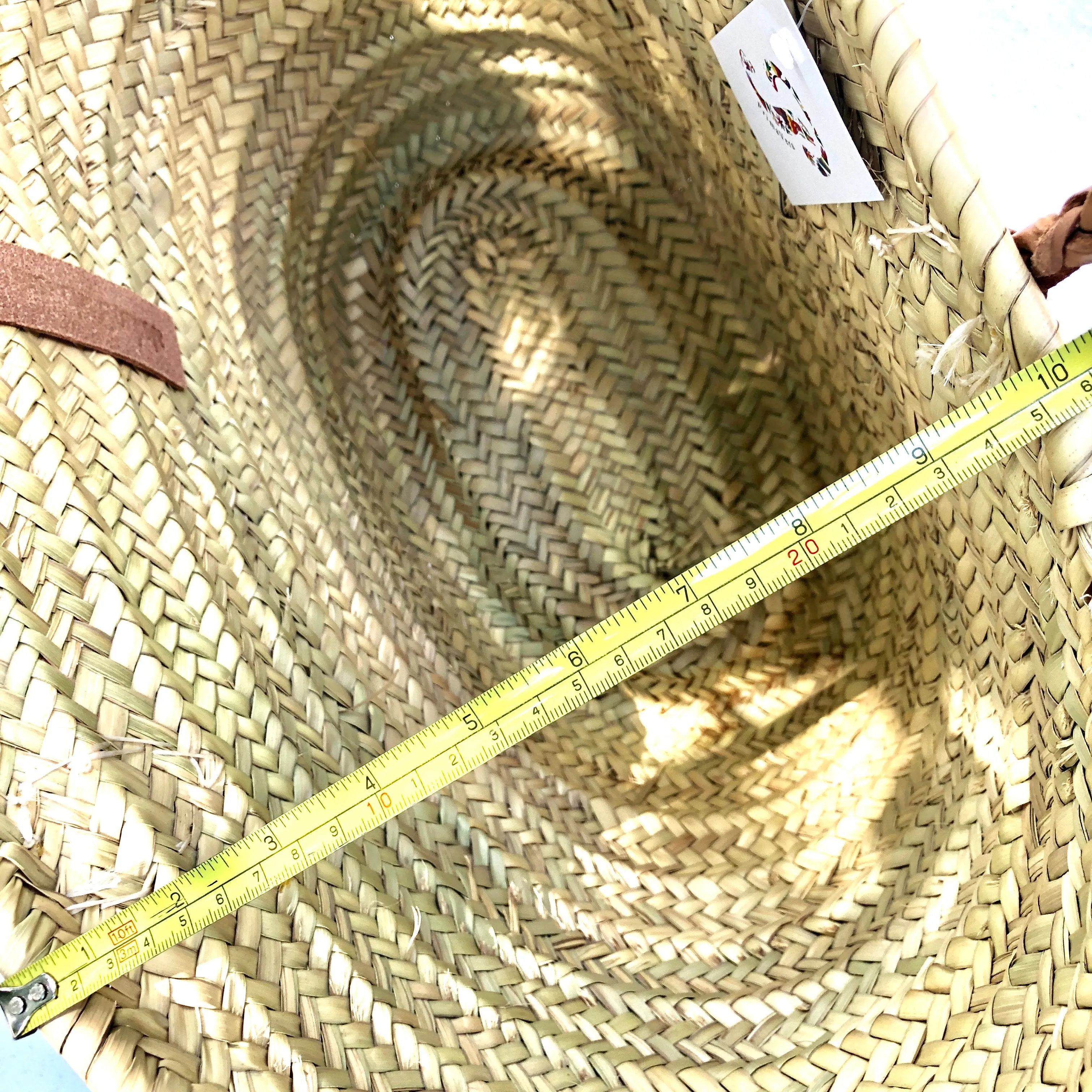 Woven Tote Bag with Braided Leather Handles